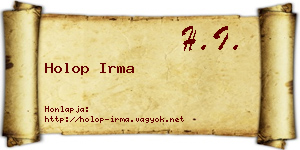Holop Irma névjegykártya
